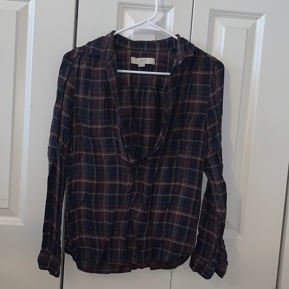 Half buttoned up flannel purple